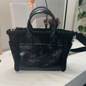 Kate Spade Black Glossy Tote with Structured Design